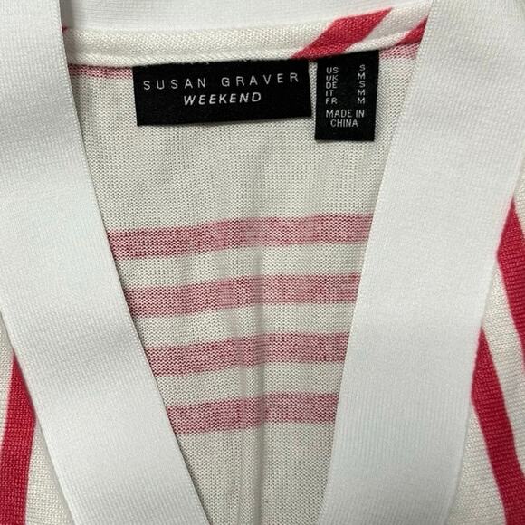 Susan Graver Weekend Striped Light Sweater Knit Cardiagn Size Small NWOT - Picture 5 of 6